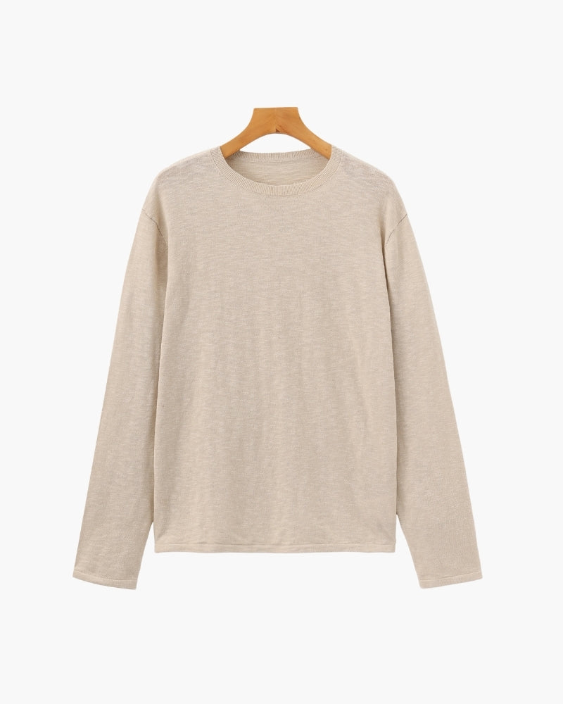 Linen Cotton Essential Crewneck - Old Money